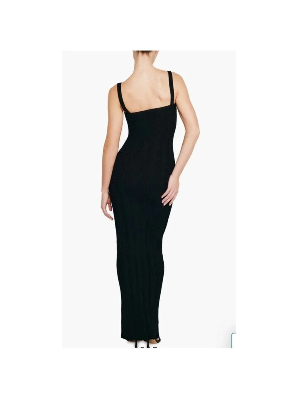 Women's GOOD AMERICAN Black Ribbed Square Neck Maxi Dress L